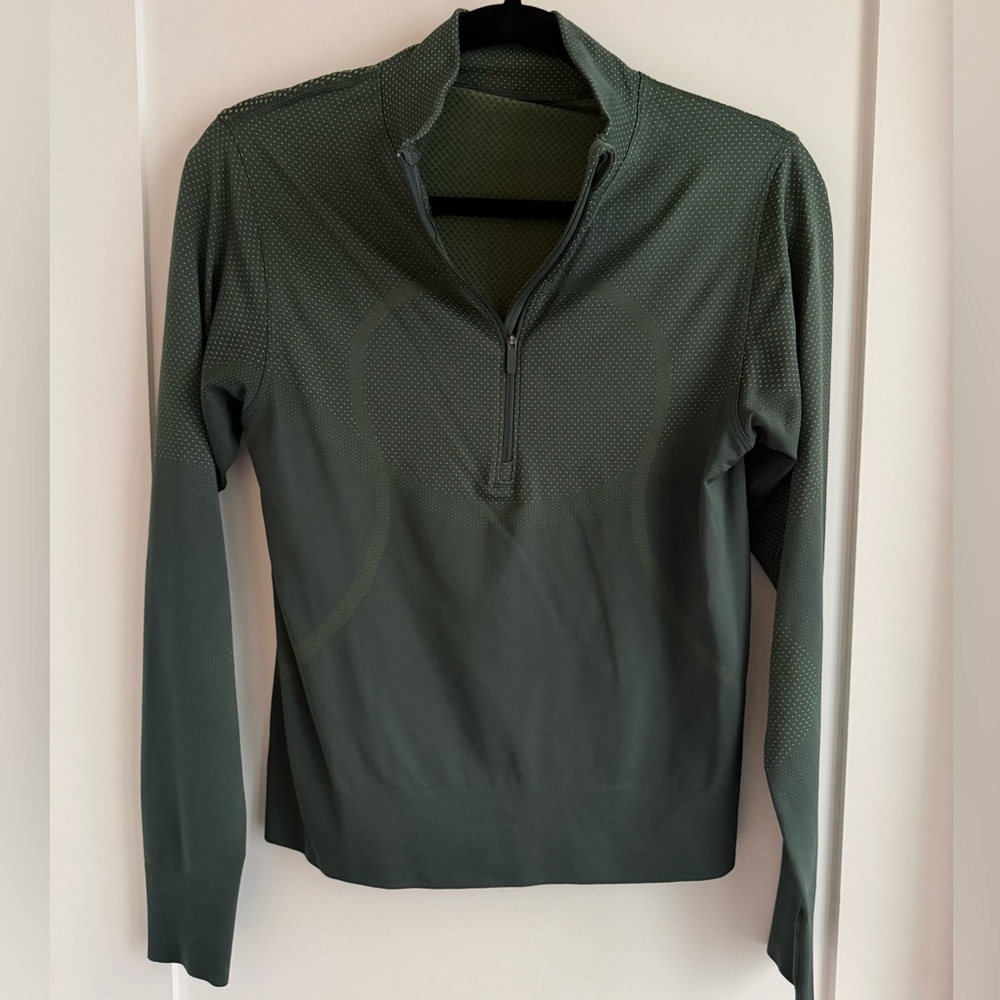 lululemon athletica Olive Green Long Sleeve Half-Zip Top